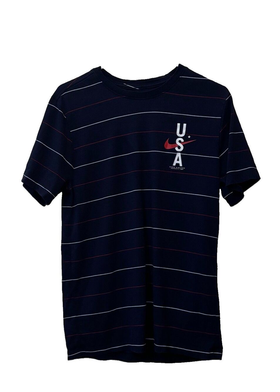 Nike Shirt Adult Large Blue Red White Striped USA The Nike Tee Mens Olympics 4th
